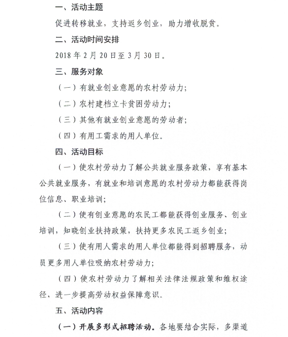 贵州省人力资源和社会保障厅 贵州省扶贫开发办公室 贵州省总工会 贵州省妇女联合会关于开展贵州省2018年春风行动的通知（黔人社厅函〔2018〕52号)
