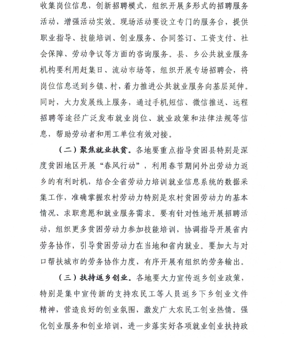 贵州省人力资源和社会保障厅 贵州省扶贫开发办公室 贵州省总工会 贵州省妇女联合会关于开展贵州省2018年春风行动的通知（黔人社厅函〔2018〕52号)